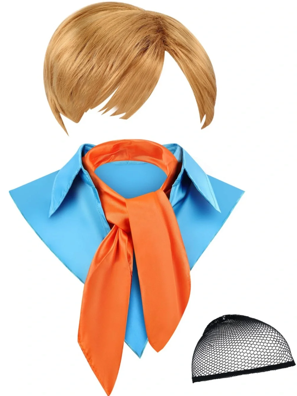 NWT Fred Scooby Doo Costume Wig Collar and Scarf Accessory Set